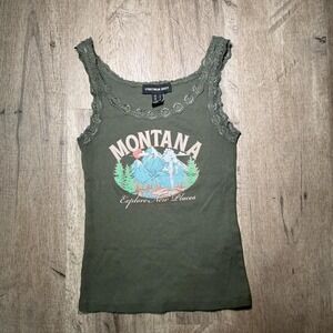 Green Montana tank top with lace trim Size S